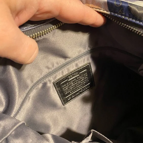 Coach Navy and Cream Circular Pattern Hobo Bag - Picture 5 of 7